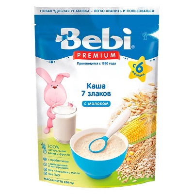 Каша 7 злаков с молоком 200 грамм Bebi Premium 87043 1